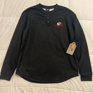 Mossy Oak Henley Shirt Sherpa Lined Size Large Black NWT